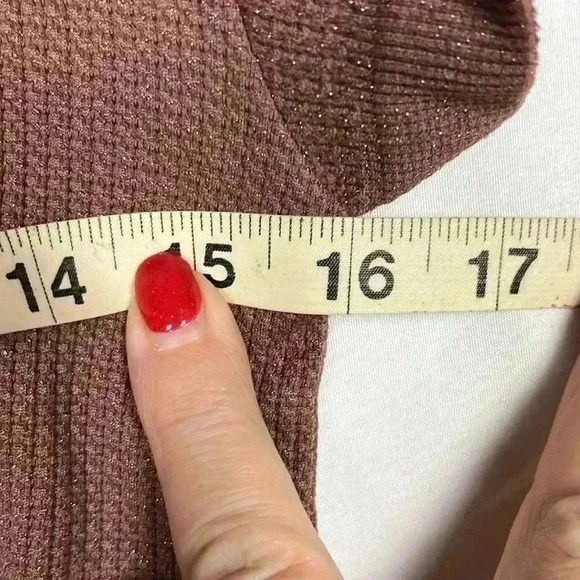 Wild Fable Womens Crop Top Dark Tan XL Short Sleeves Stretchy Pullover Sparkly - Picture 6 of 8